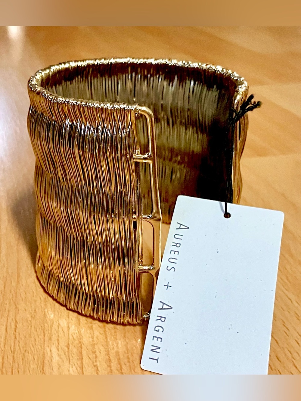 AUREUS + ARGENT Gold Wire Wide Cuff Bracelet